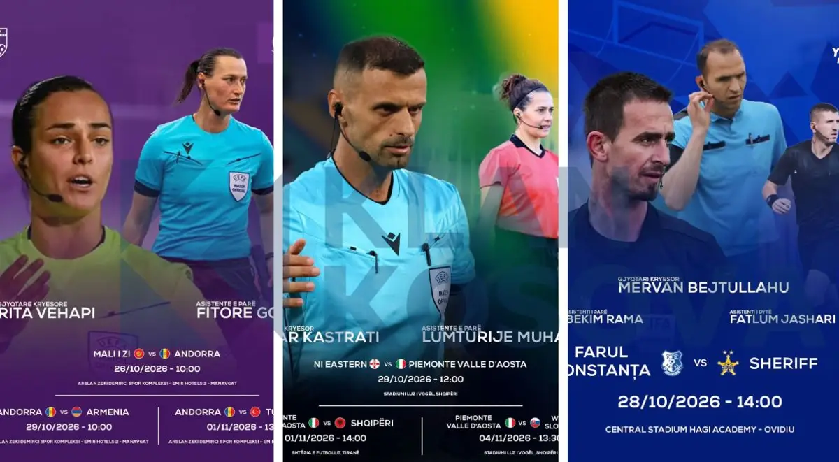 Drejtësia flet shqip në Evropë: Vehapi, Kastrati e Bejtullahu delegohen për ndeshje të mëdha nga UEFA